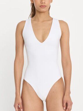 Good American White Sculpting Deep V Bodysuit Size L